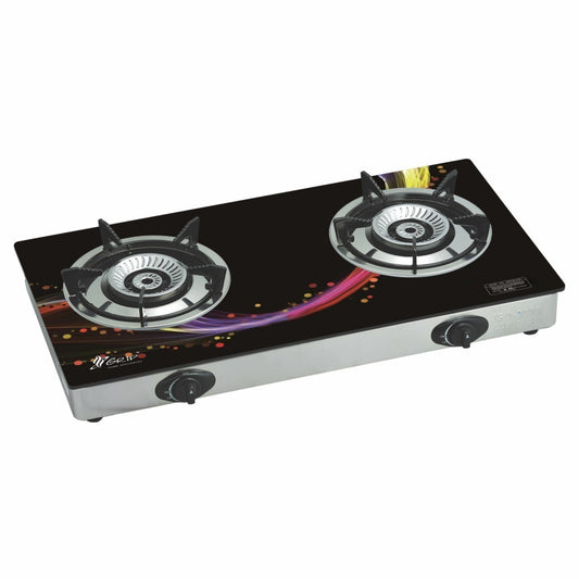 Grip (GR 555) 2 Burner Stove - Auto Ignition Stove - Table Top Stove - Whirlwind Flame Available in Gas