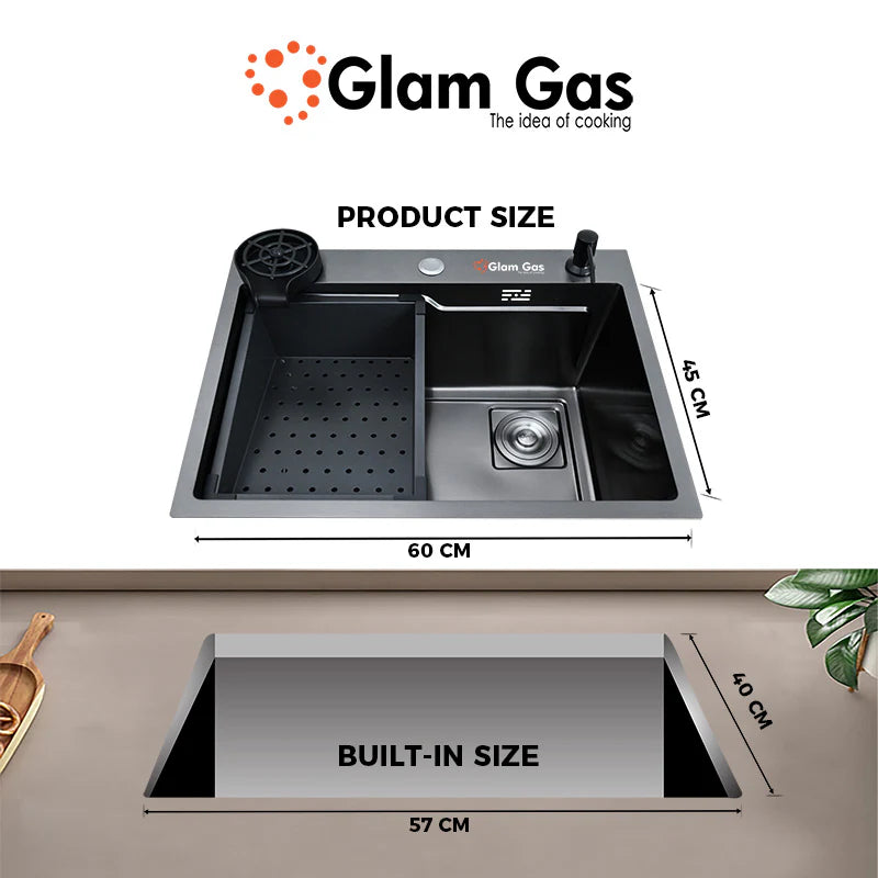 Glam Gas Life Style 6-6 BK Glam Gas Sink Glass Washer Soap Dispenser Brand Warranty