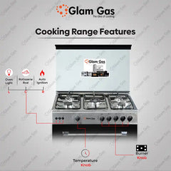 Glam Gas Cooking Range (Gas) Griller’S 34 Top Stainless Steel Auto Ignition System (Natural Gas & LPG) Brand Warranty