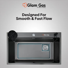 Glam Gas Life Style OBL BK kitchen Sink Glass Washer Cutting Board Brand Warranty