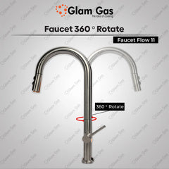 Glam Gas Faucet (Faucet Flow-11) Imported Aerater Stainless Steel Flexible Hose Brand Warranty