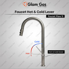 Glam Gas Faucet (Faucet Flow-11) Imported Aerater Stainless Steel Flexible Hose Brand Warranty