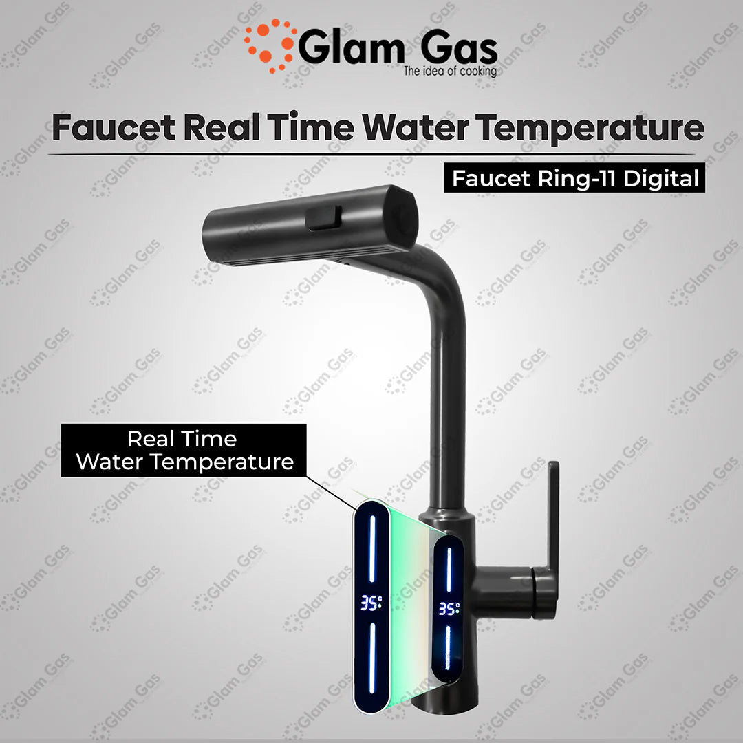 Glam Gas Faucet (Faucet Rain-11 Digital) Real-Time Water Temperature Display Hose Brand Warranty