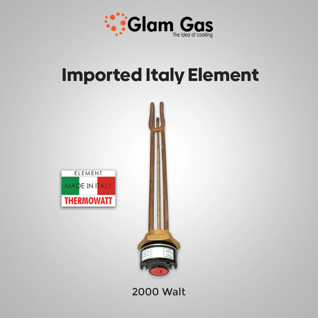 Glam Gas 30 Gallon Electric + Gas (14 X 10) Hybrid Storage Geyser Imported Italy Element Brand warranty