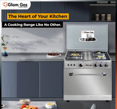 Glam Gas Cooking Range (Gas) BAKER’S 27 Full Stainless Steel Auto Ignition System" (Natural Gas & LPG) Brand Warranty