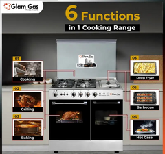 Glam Gas Cooking Range (Gas) Griller’S 34 Top Stainless Steel Auto Ignition System (Natural Gas & LPG) Brand Warranty