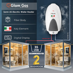 Glam Gas Electric Water Heater Semi-35 High Quality Semi Instant Water Weater Brand warranty