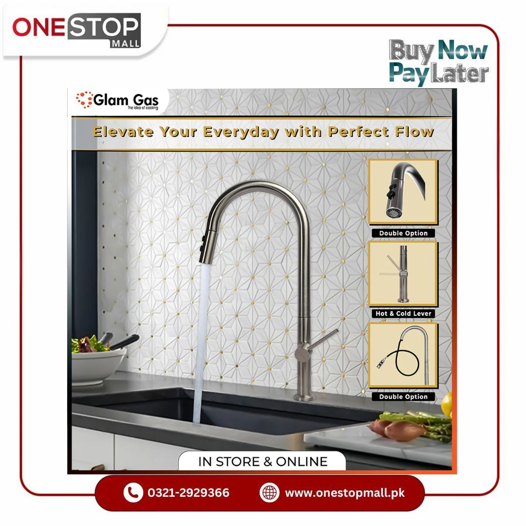 Glam Gas Faucet (Faucet Flow-11) Imported Aerater Stainless Steel Flexible Hose Brand Warranty