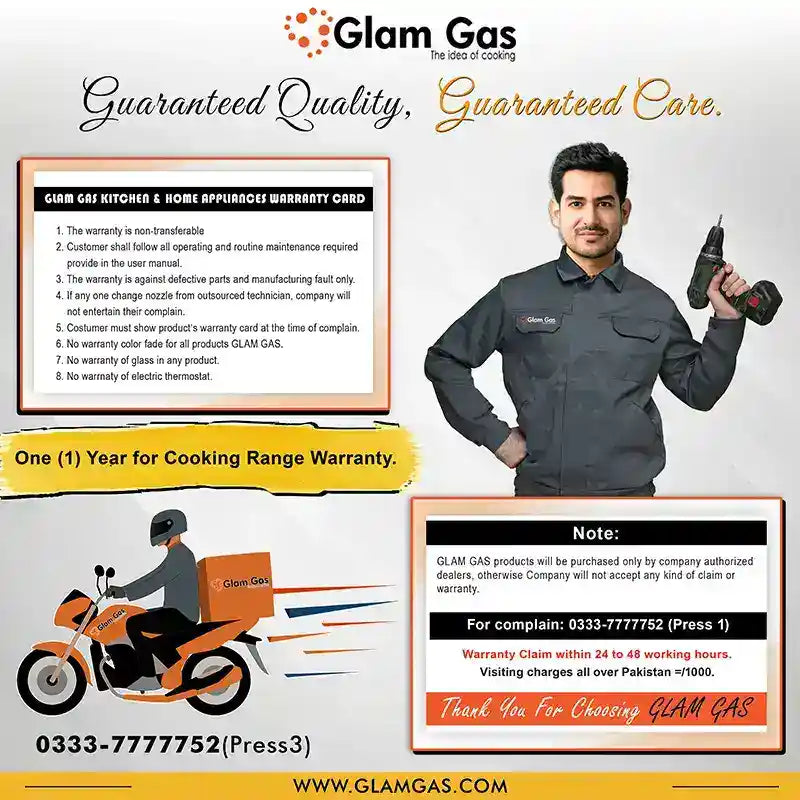 Glam Gas Cooking Range (Gas) Griller’S 34 Top Stainless Steel Auto Ignition System (Natural Gas & LPG) Brand Warranty