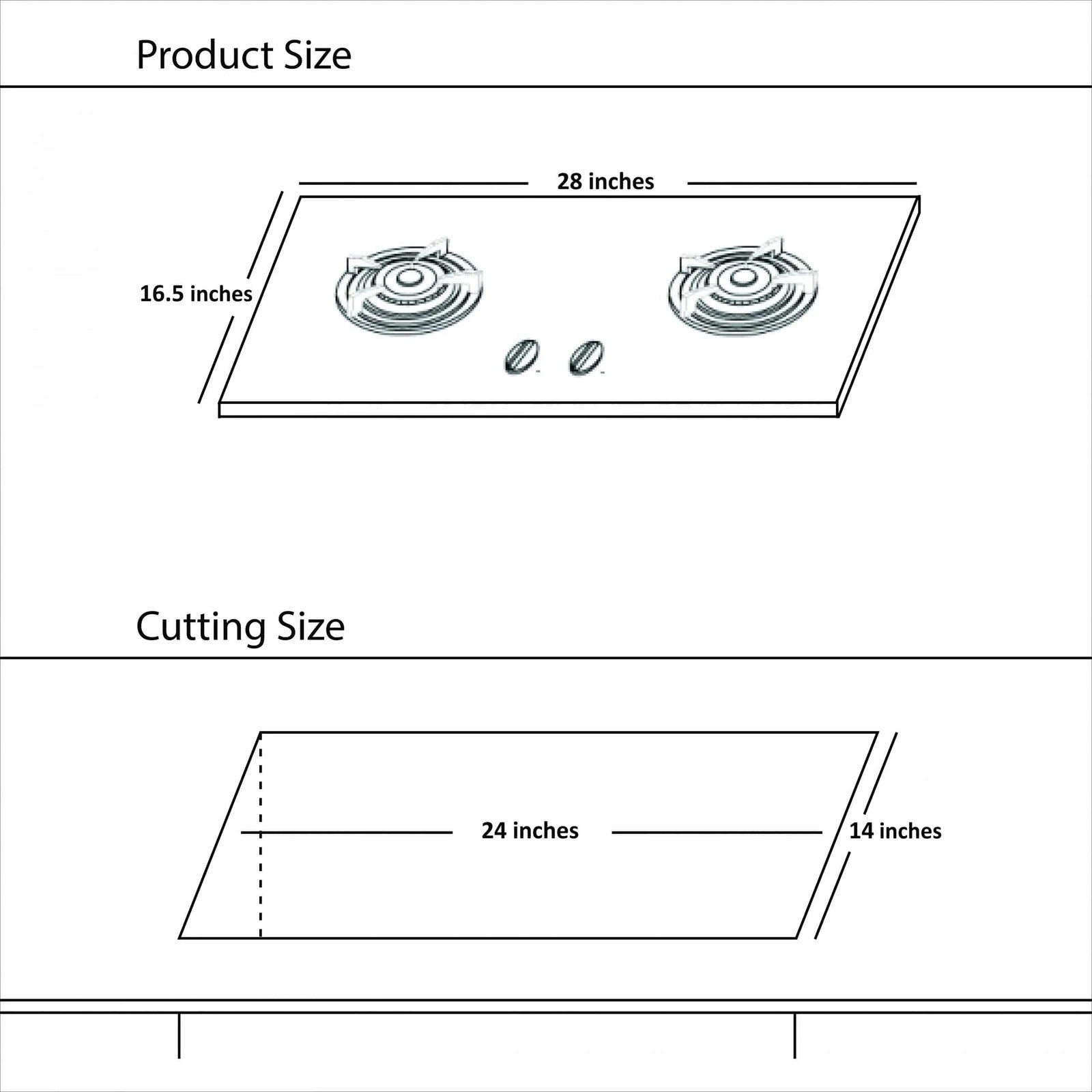 HANCO Hob (Model 205) Stainless Steel Stove with Brass Burners - Auto Ignition Stove - Gas Type NG and LPG