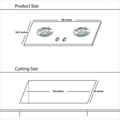 HANCO Hob (Model 205) Stainless Steel Stove with Brass Burners - Auto Ignition Stove - Gas Type NG and LPG