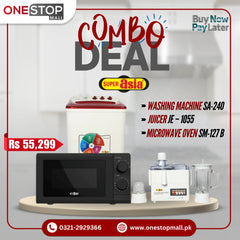 Combo Deal Discount Offer (Super Asia juicer JE – 1055) (Super Asia SA-240 SHOWER WASH CRYSTAL) (Super Asia Microwave Oven SM-127 B)