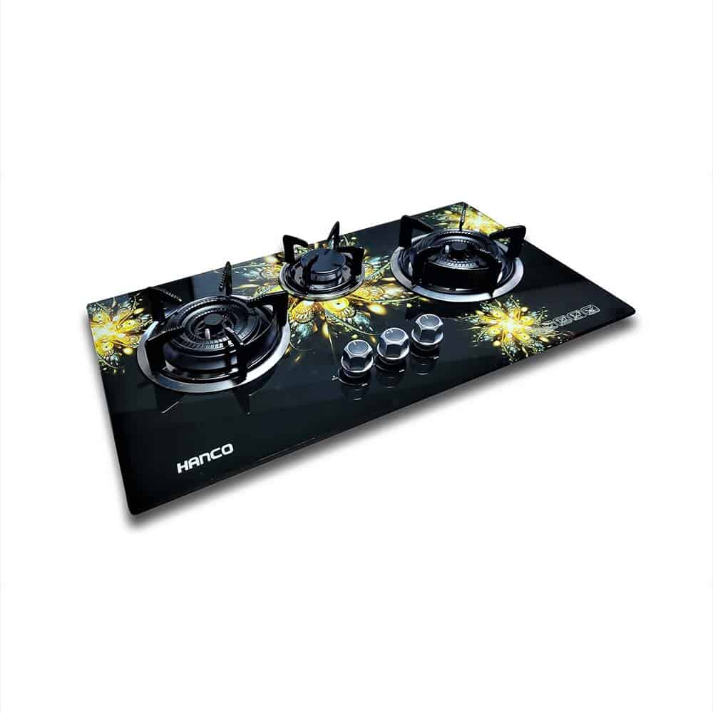 Hanco Built in Hob (Model 410) - Brass Burner - Tempered Glass - Auto Ignition Stove 1 Year Brand Warranty