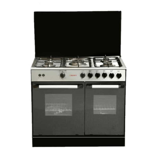 Crown Cooking Range 34inch 34 M (DD) – SS Top Non – Magnetic Auto Ignition Five Burner Tempered Glass 1 Year Brand Warranty