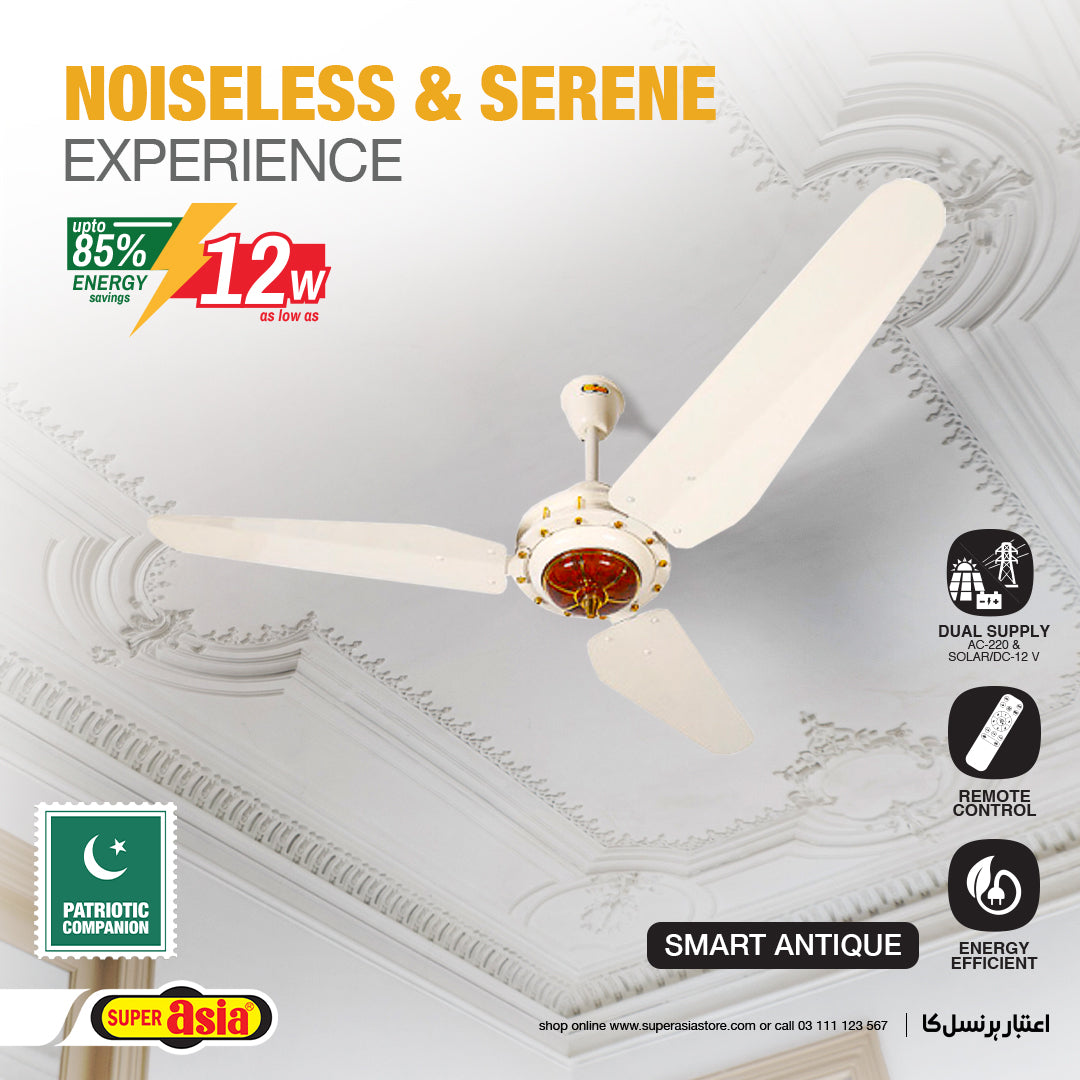 Super Asia Ceiling Fan Smart Antique AC-DC Inverter Fan 56 Inch Remote Control Option Brand Warranty
